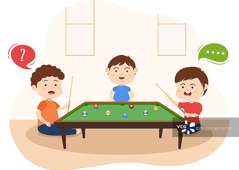 儿童手绘卡通风格台球游戏图片素材