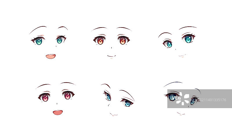 卡通动漫风格表情套装图片素材