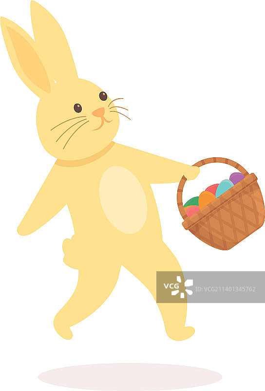 复活节兔子彩蛋礼物篮卡通图标图片素材