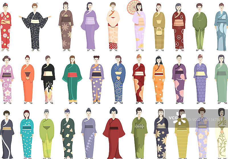 和服图标卡通亚洲艺伎套装图片素材