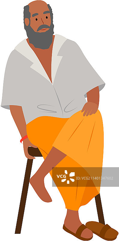 坐在椅子上的印度老人图片素材