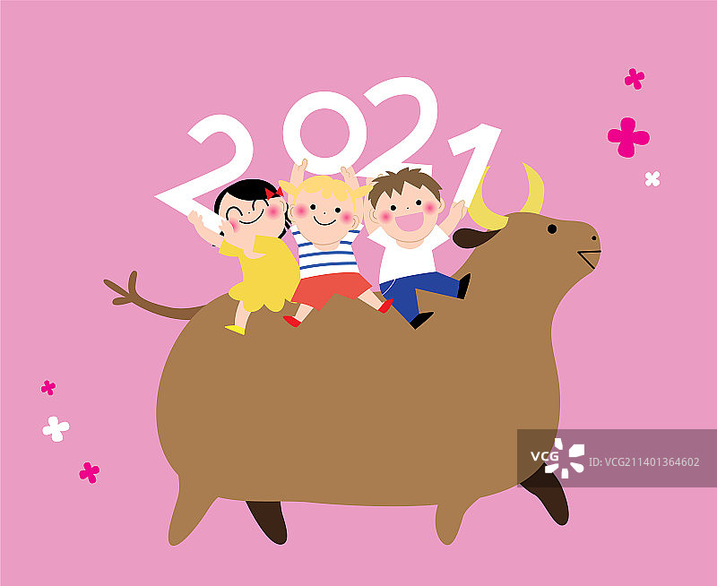 儿童牛年贺卡图片素材