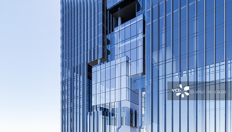 现代城市商务区写字楼建筑外部特写图片素材