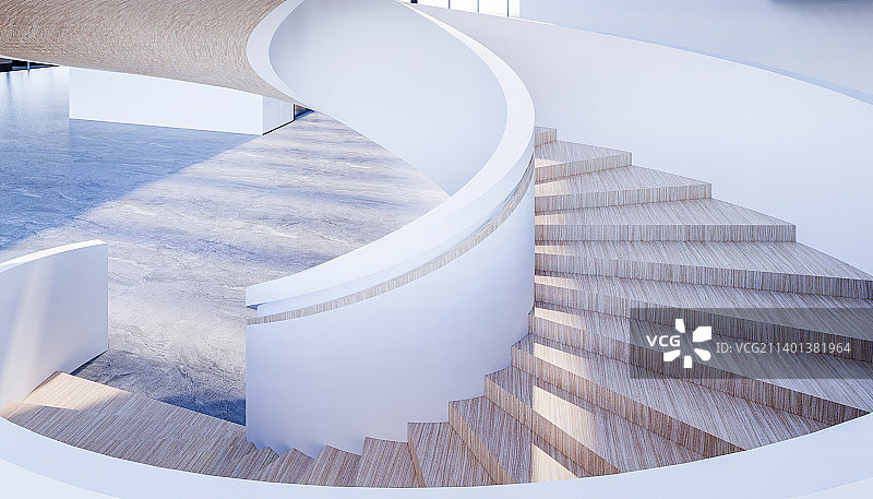 现代建筑 总部大楼大堂内部 旋转楼梯特写图片素材