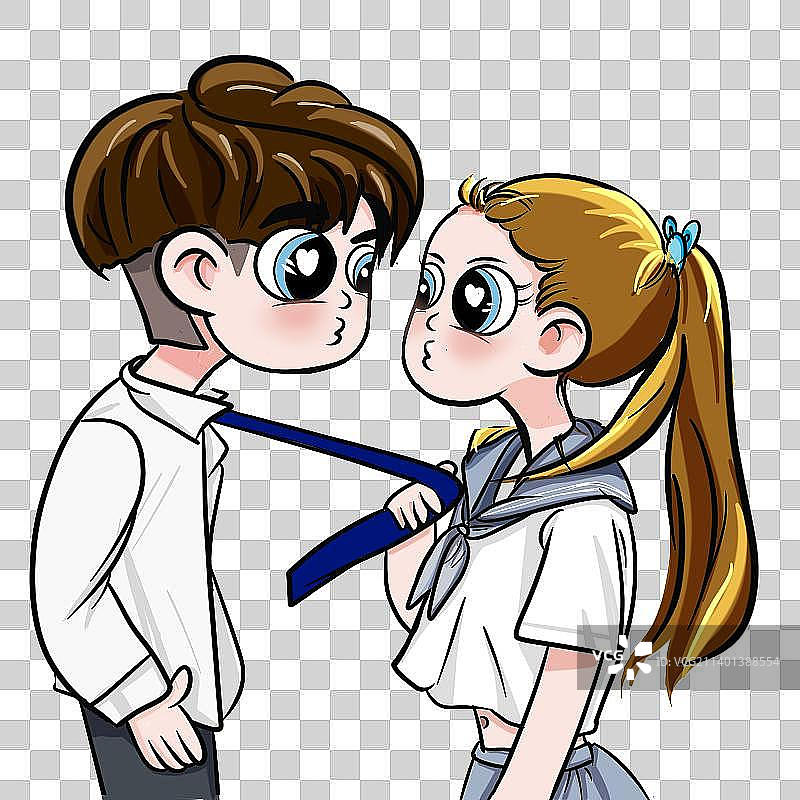 卡通情侣全身 爱情甜蜜 校园 情侣 可爱 人物形象 Q版人物图片素材