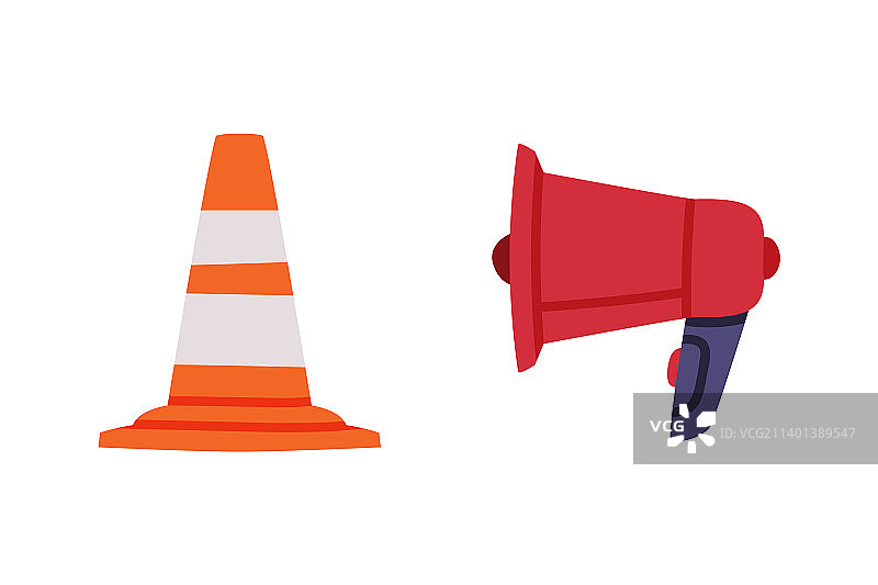 扩音器和条纹锥形路障救援设备图片素材