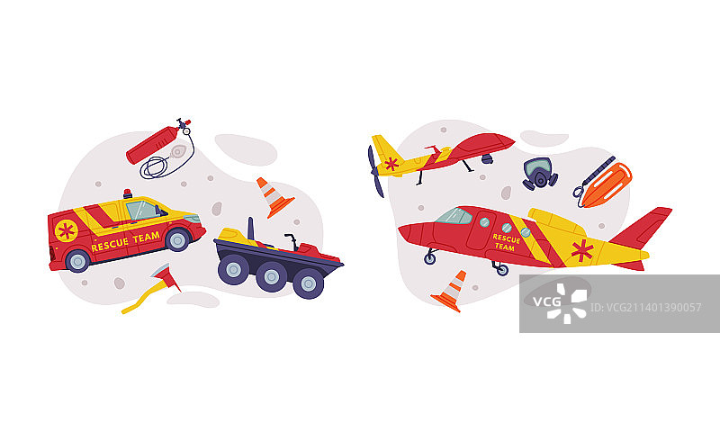 配备专用机器的救援队设备图片素材