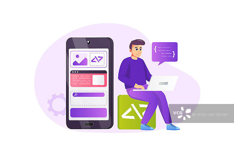 扁平风格App开发概念图片素材