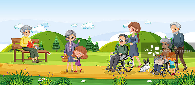 自然环境中的老年人护理图片素材