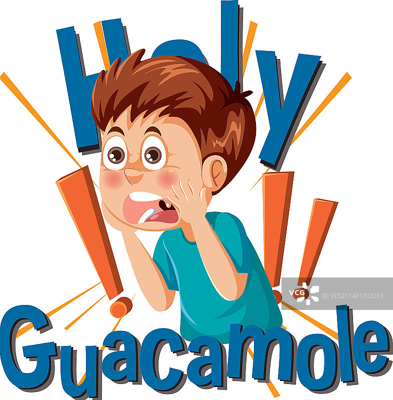 带有文字的惊讶男孩卡通人物图片素材