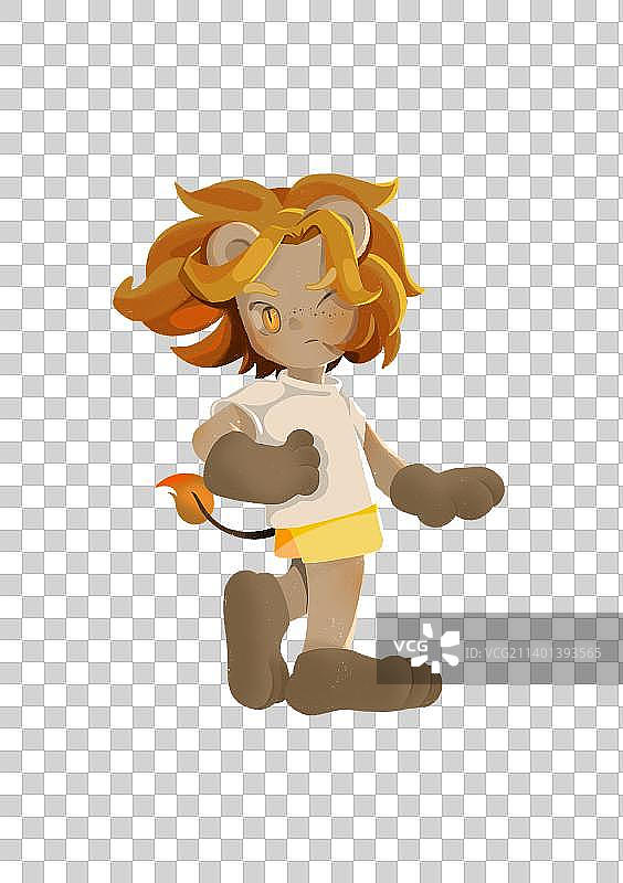 黄色狮子座可爱系列星座插画元素图片素材