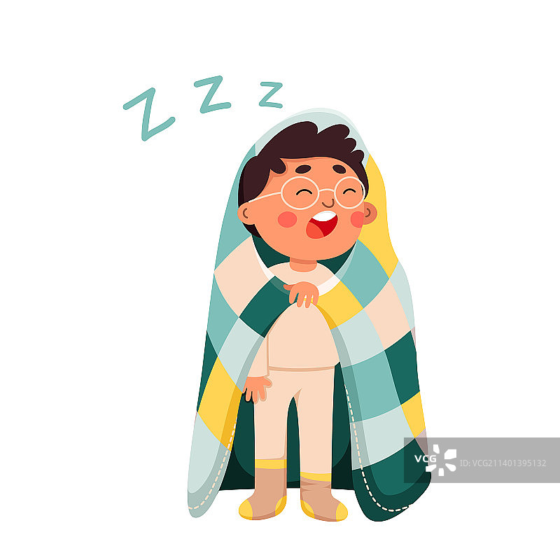 打呵欠的瞌睡男孩图片素材