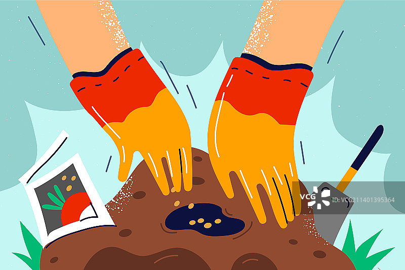 手将种子播种到泥土中图片素材