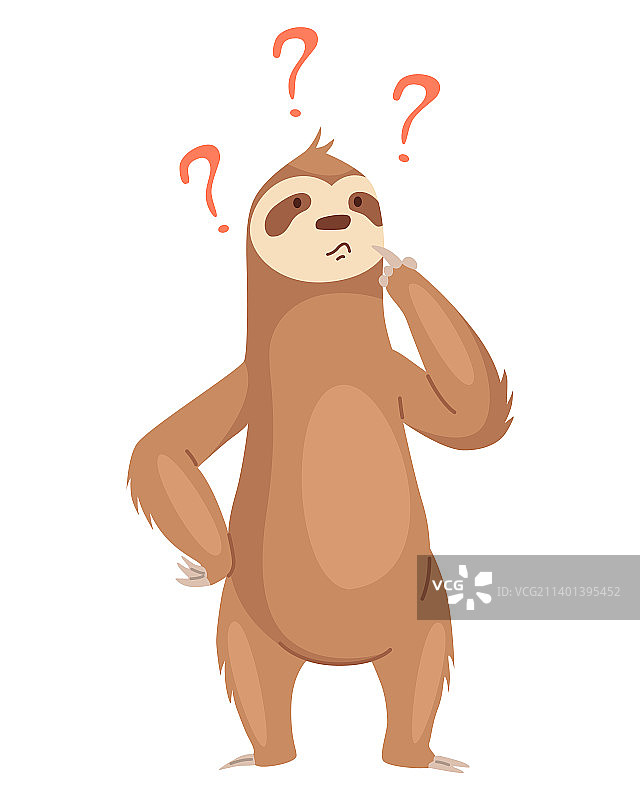 可爱的卡通提问树懒角色图片素材
