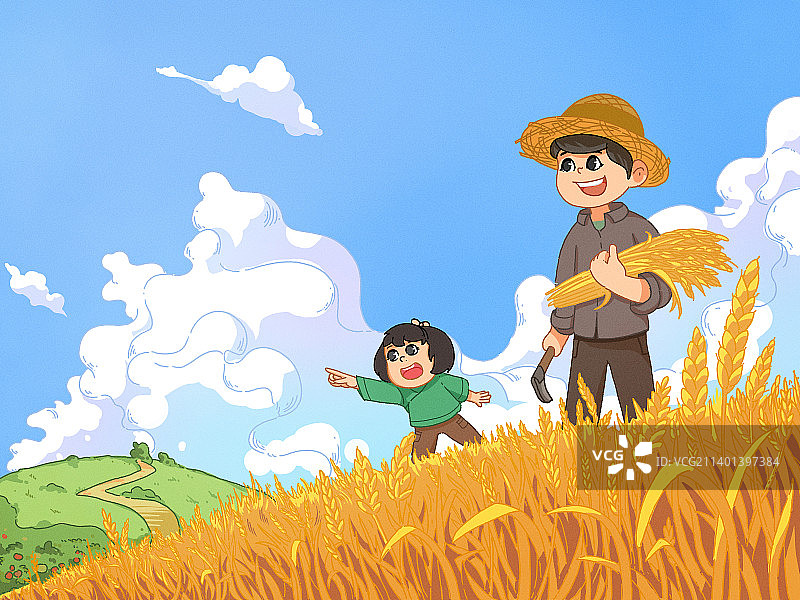 秋分丰收节粮食日插画图片素材