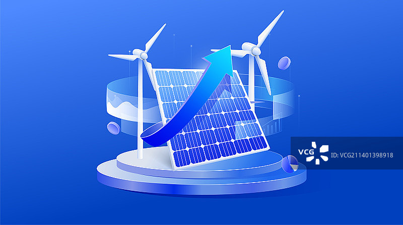 太阳能电池板和风能图片素材