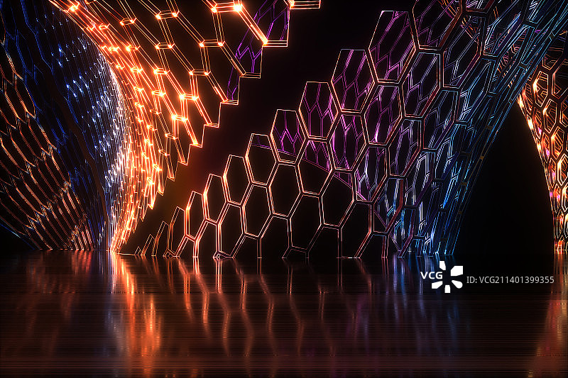 3D霓虹灯空间背景图片素材