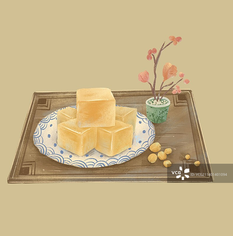 中式糕点-豌豆黄图片素材