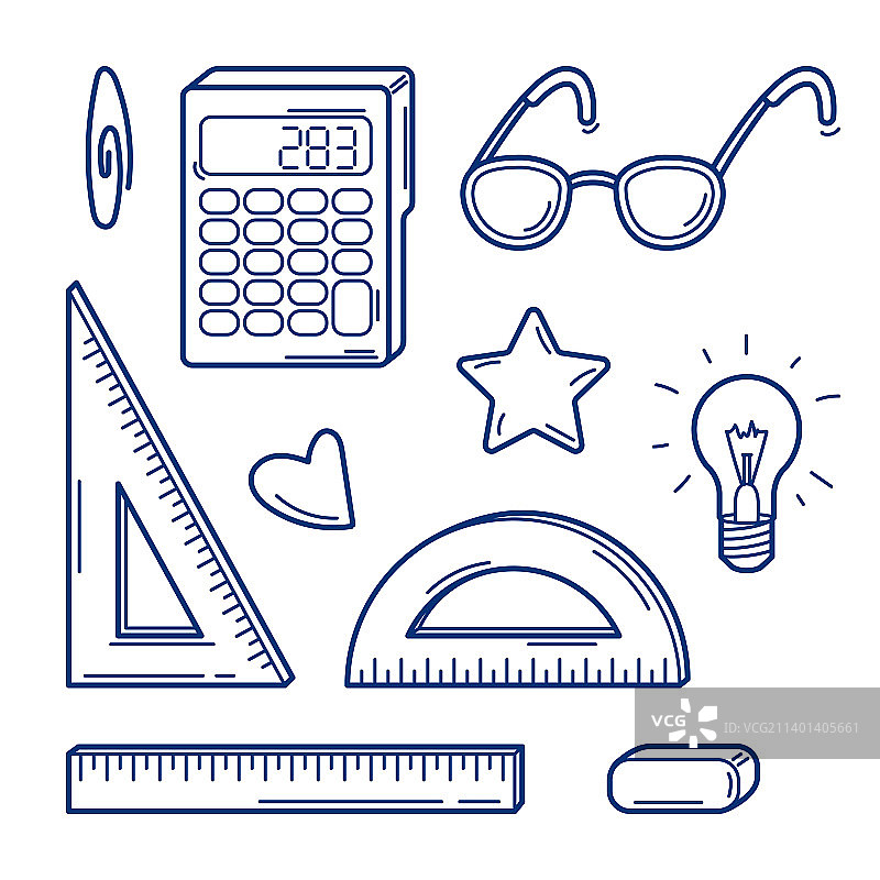 学校用品线条艺术合集图片素材