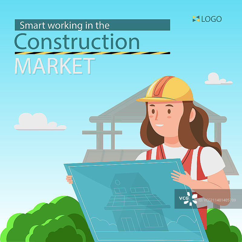 扁平建筑桩图片素材