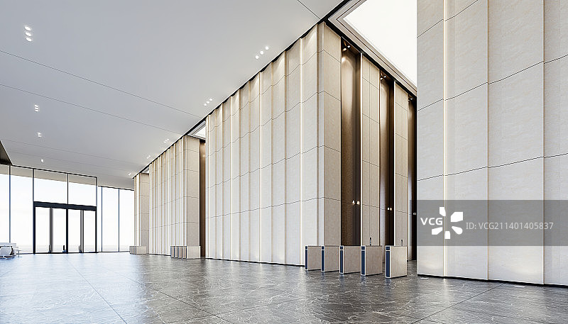 现代建筑 写字楼办公大堂电梯厅和前台图片素材
