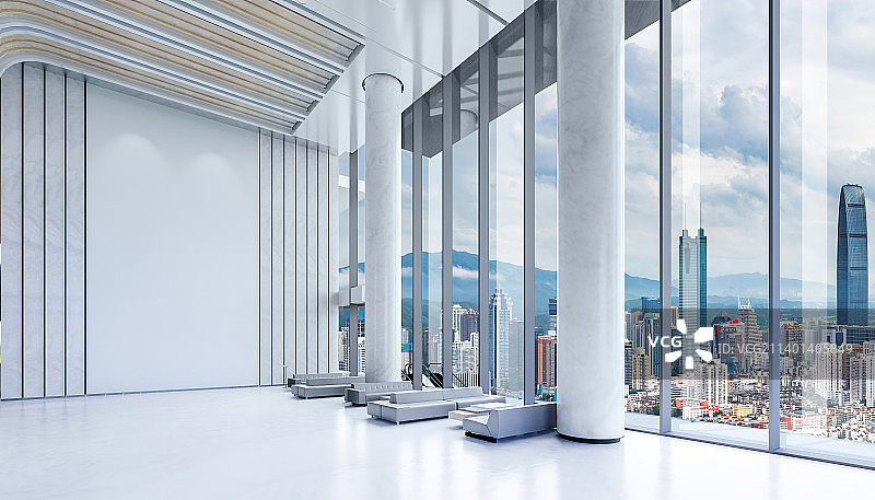 现代建筑 写字楼办公大堂电梯厅和前台 休闲等候区图片素材