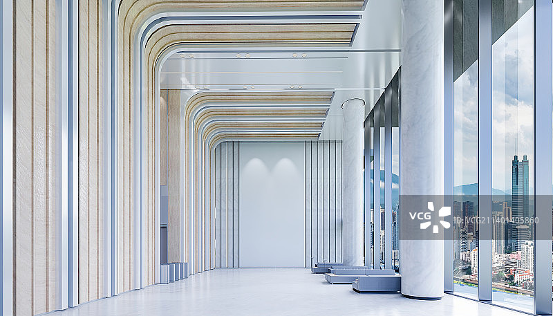 现代建筑 写字楼办公大堂电梯厅和前台 休闲等候区图片素材