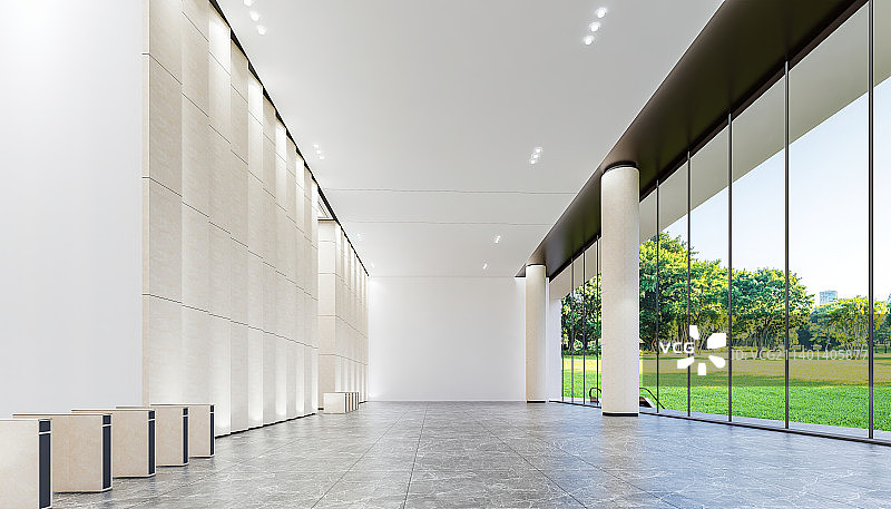 现代建筑 写字楼办公大堂电梯厅和前台图片素材