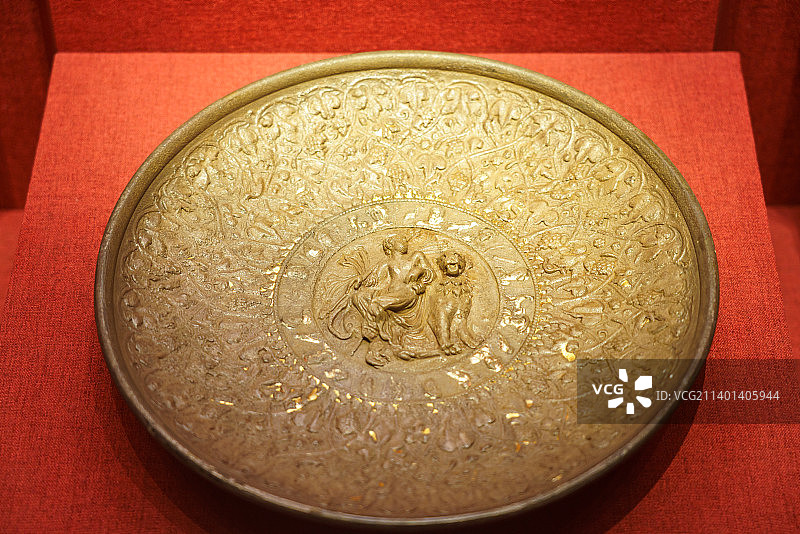 甘肃省博物馆东罗马鎏金银盘图片素材