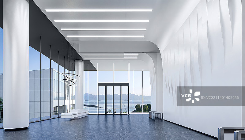 现代建筑 写字楼办公大堂电梯厅和前台图片素材