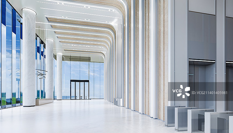 现代建筑 写字楼办公大堂电梯厅和前台图片素材