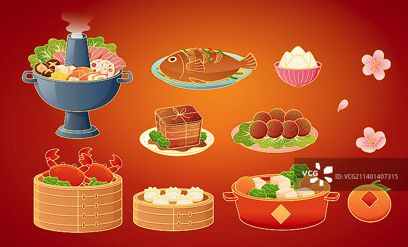 豪华年菜素材组合图片素材