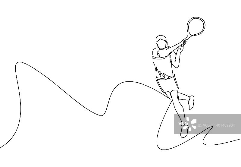 快乐的网球女选手单线画图片素材