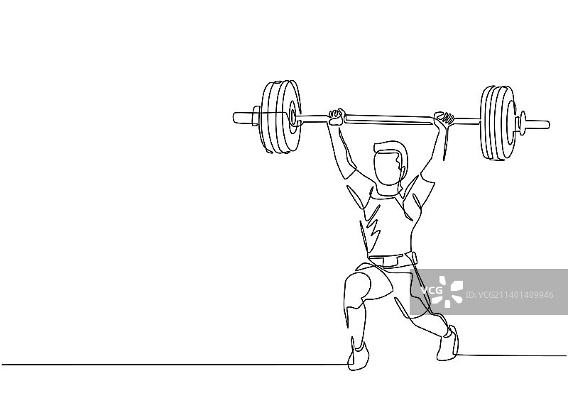 单线连续画：年轻的健美男人图片素材