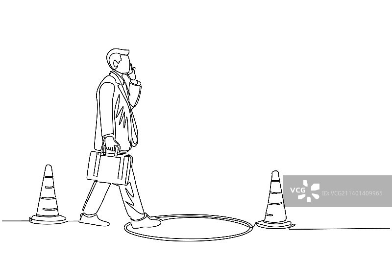 商务男士通话单线画图片素材