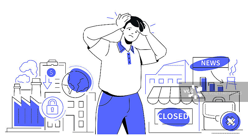 生产破败与企业倒闭彩色线条图片素材