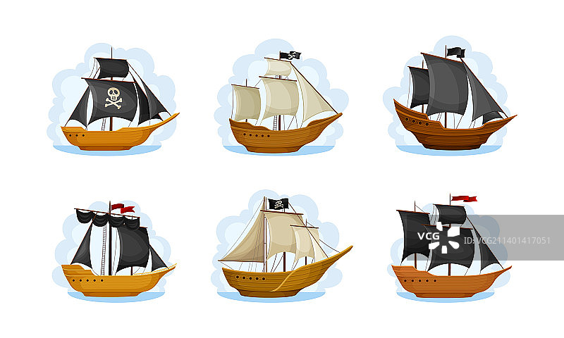 带方帆桅杆的海盗帆船图片素材