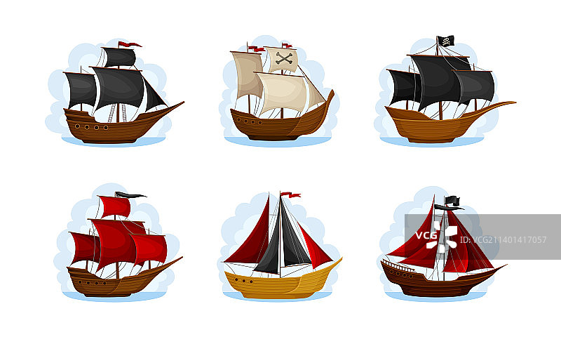 带方帆桅杆的海盗帆船图片素材