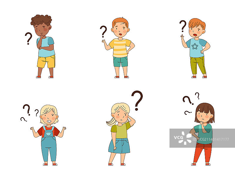 困惑的小孩挠头提问图片素材