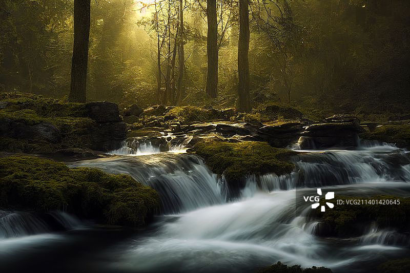 林中秘泉图片素材