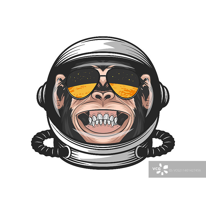 微笑的黑猩猩和宇航员图片素材