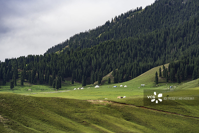 新疆天山公路，101省道上的游牧民族图片素材