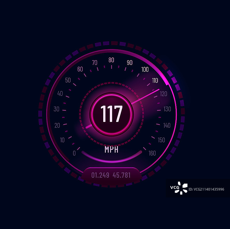 现代汽车未来主义速度计霓虹灯表盘图片素材