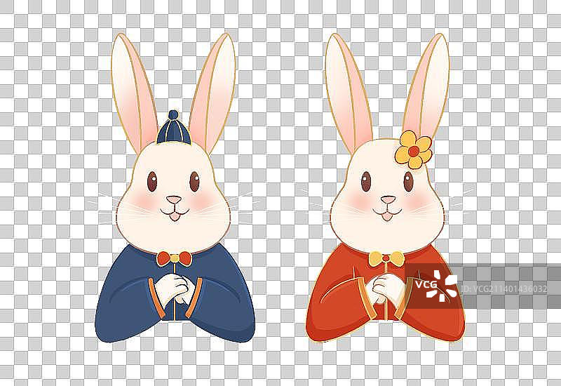 兔子拜年元素图片素材