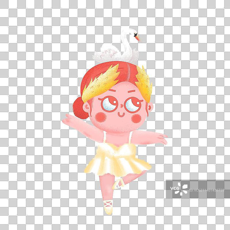 跳芭蕾的天鹅女孩可爱免抠原色图片素材