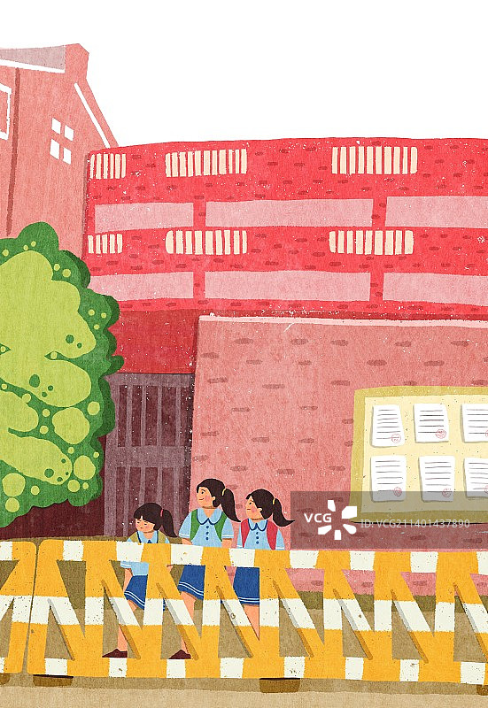 站在建筑楼前的女孩们图片素材