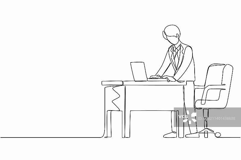 单线画：工作中的男职员图片素材