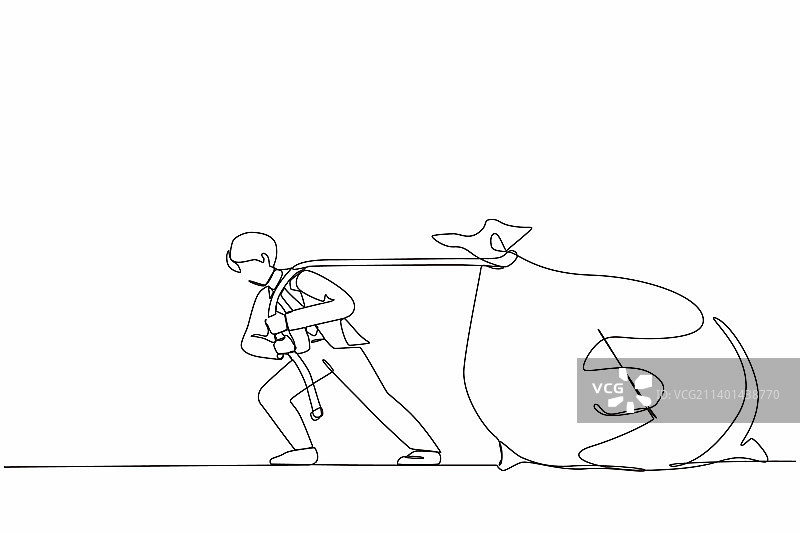 一笔画：商人拉动图片素材