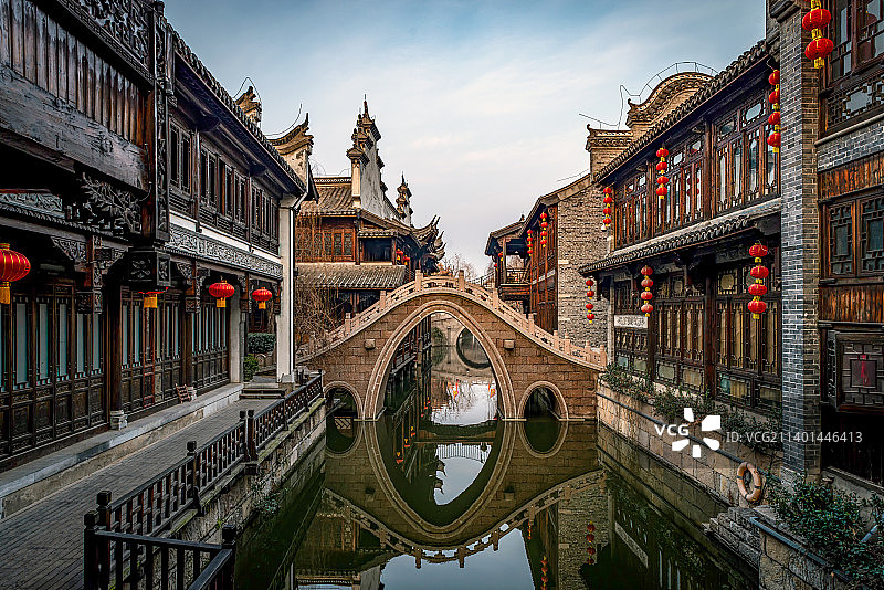 台儿庄古城水道图片素材