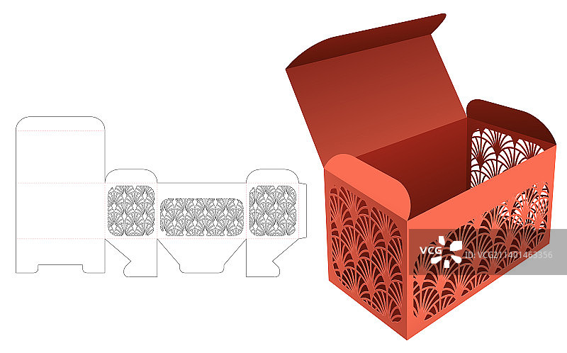 三面镂空日式图案盒子图片素材